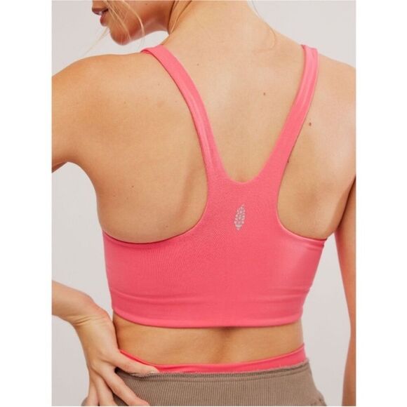 Free People Movement Never Better Square Neck Bra FP Sports Coral Pink XS NWT - Picture 9 of 9